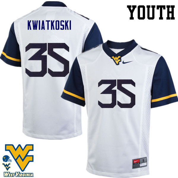 Youth #35 Nick Kwiatkoski West Virginia Mountaineers College Football Jerseys-White - Click Image to Close